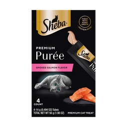 Sheba Premium Puree Smoked Salmon Flavor Cat Treats Lickable, 0.49 oz Tubes, 4 Count