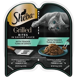 Sheba Perfect Portions Grilled in Savory Sauce Adult Wet Cat Food with Tender Tuna in Gravy, 2.64 oz. Twin-Pack Trays, 24 Count, 48 Servings