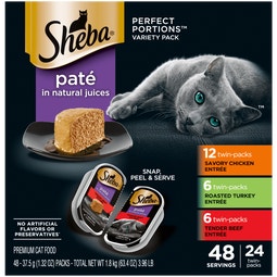 SHEBA® PERFECT PORTIONS™ Premium Paté Savory Chicken Entrée, Roasted Turkey Entrée, and Tender Beef Entrée image