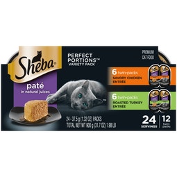 SHEBA® PERFECT PORTIONS™ Premium Paté Savory Chicken Entrée and Roasted Turkey Entrée