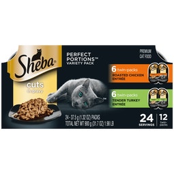 SHEBA® PERFECT PORTIONS™ Cuts in Gravy Roasted Chicken Entrée and Tender Turkey Entrée image
