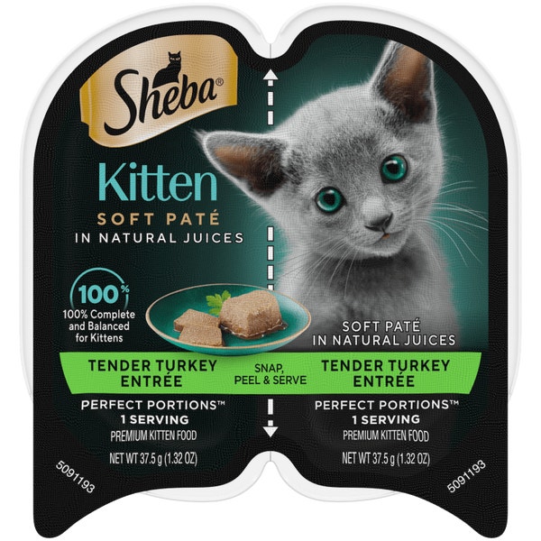 Sheba® Perfect Portions Kitten Wet Cat Food Pate Turkey Entree, 2.6 oz. Twin-Pack Tray image 1