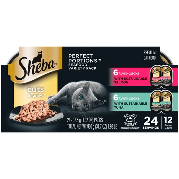 SHEBA® PERFECT PORTIONS™ Cuts in Gravy Sustainable Salmon Entrée and Sustainable Tuna Entrée image 1