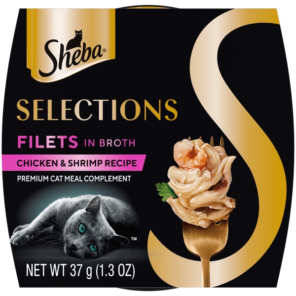 Sheba® Selections Filets in Broth Cat Meal Complement Chicken & Shrimp Recipe image 1