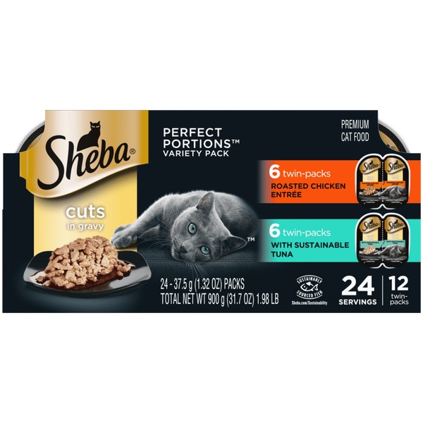 SHEBA® PERFECT PORTIONS™ Cuts in Gravy Roasted Chicken Entrée and  Sustainable Tuna Entrée image 1