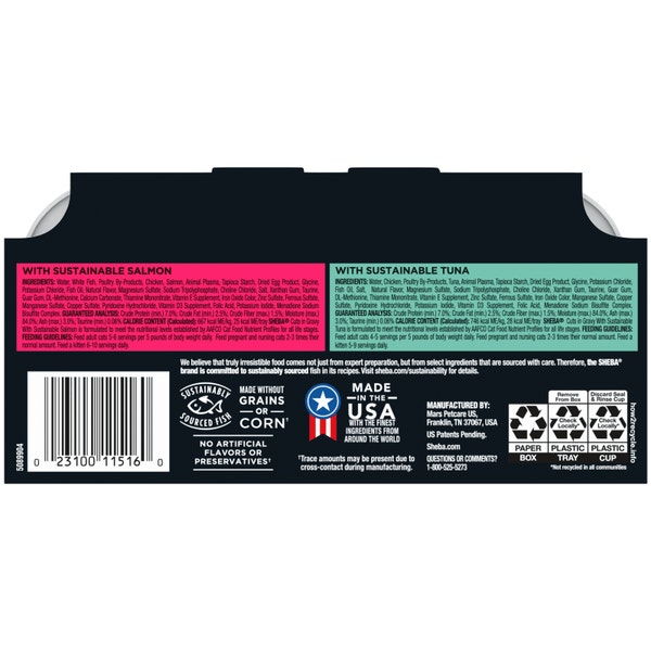 SHEBA® PERFECT PORTIONS™ Cuts in Gravy Sustainable Salmon Entrée and Sustainable Tuna Entrée image 2