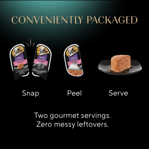 SHEBA® PERFECT PORTIONS™ Premium Paté Sustainable Salmon Entrée and Tender Whitefish & Tuna Entrée image 4