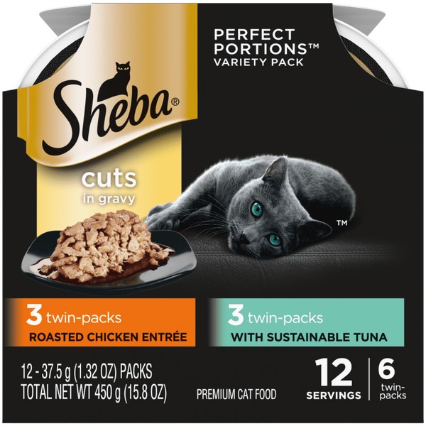 SHEBA® PERFECT PORTIONS™ Cuts in Gravy Sustainable Tuna Entrée and Roasted Chicken Entrée image 1