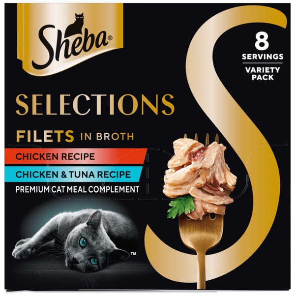 Sheba® Selections Filets in Broth Cat Meal Complement Chicken or Tuna Recipe image 1