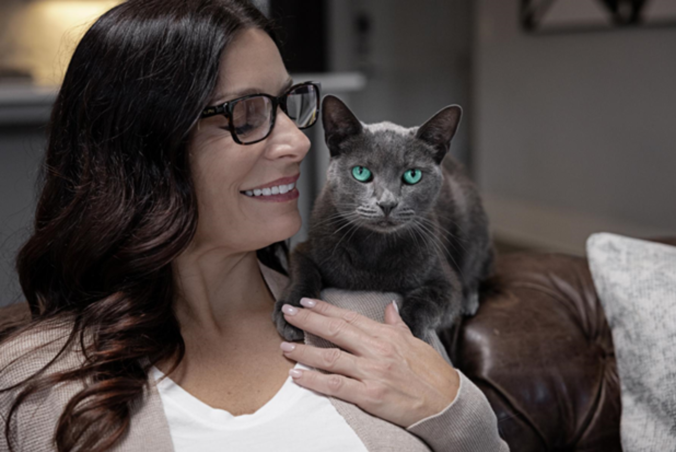 Cat bonding with woman