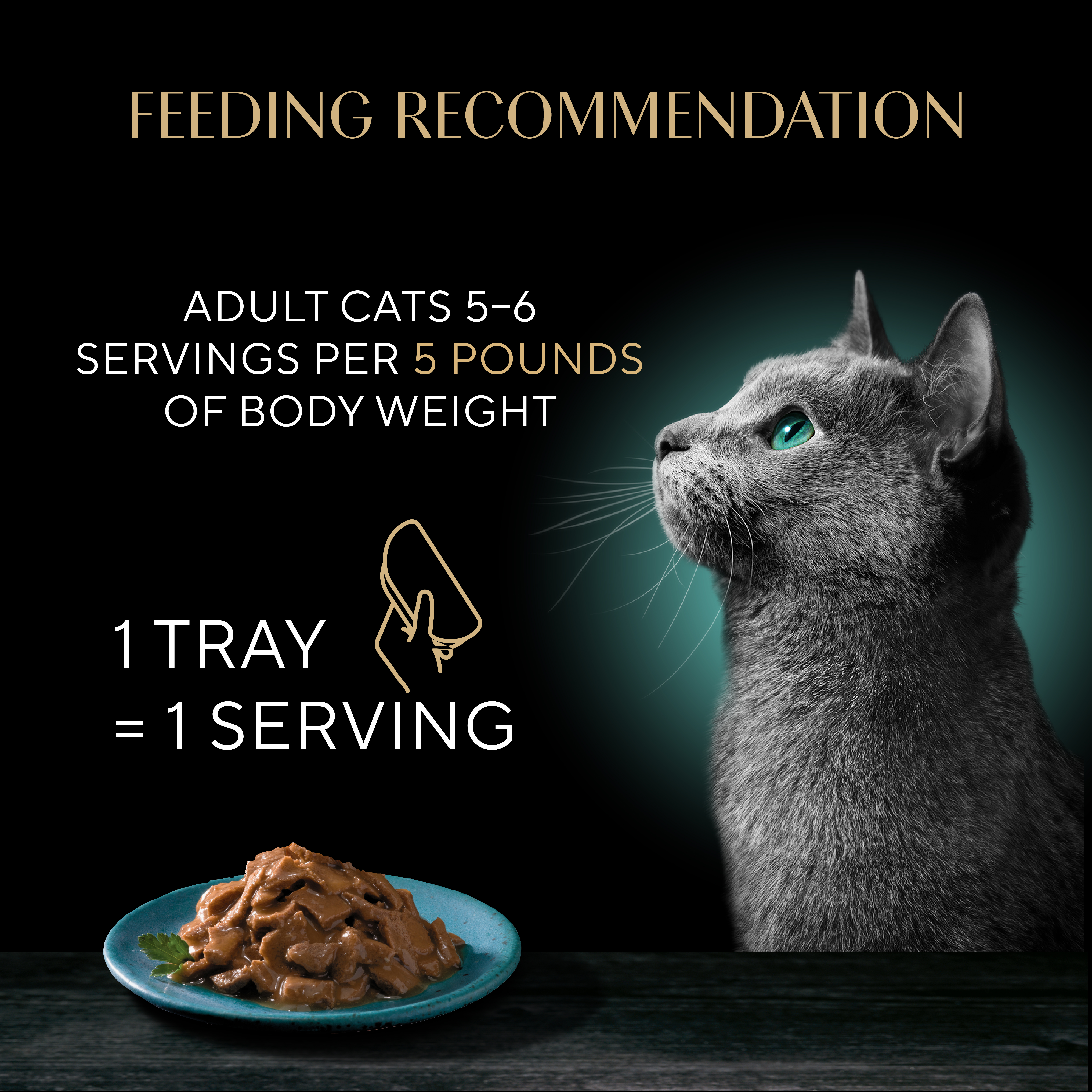 Sheba Perfect Portions Grilled in Savory Sauce Adult Wet Cat Food, Marinated Chicken Entree in Gravy, 2.64 oz. Twin-Pack Trays, 24 Count, 48 Servings feeding guidelines image