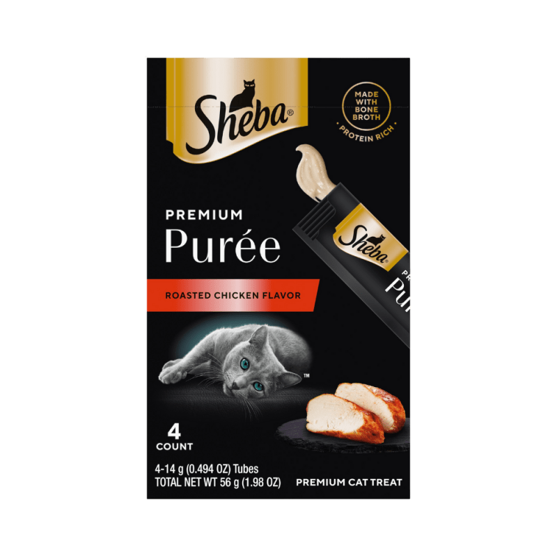 Sheba Premium Puree Roasted Chicken Flavor Cat Treats Lickable